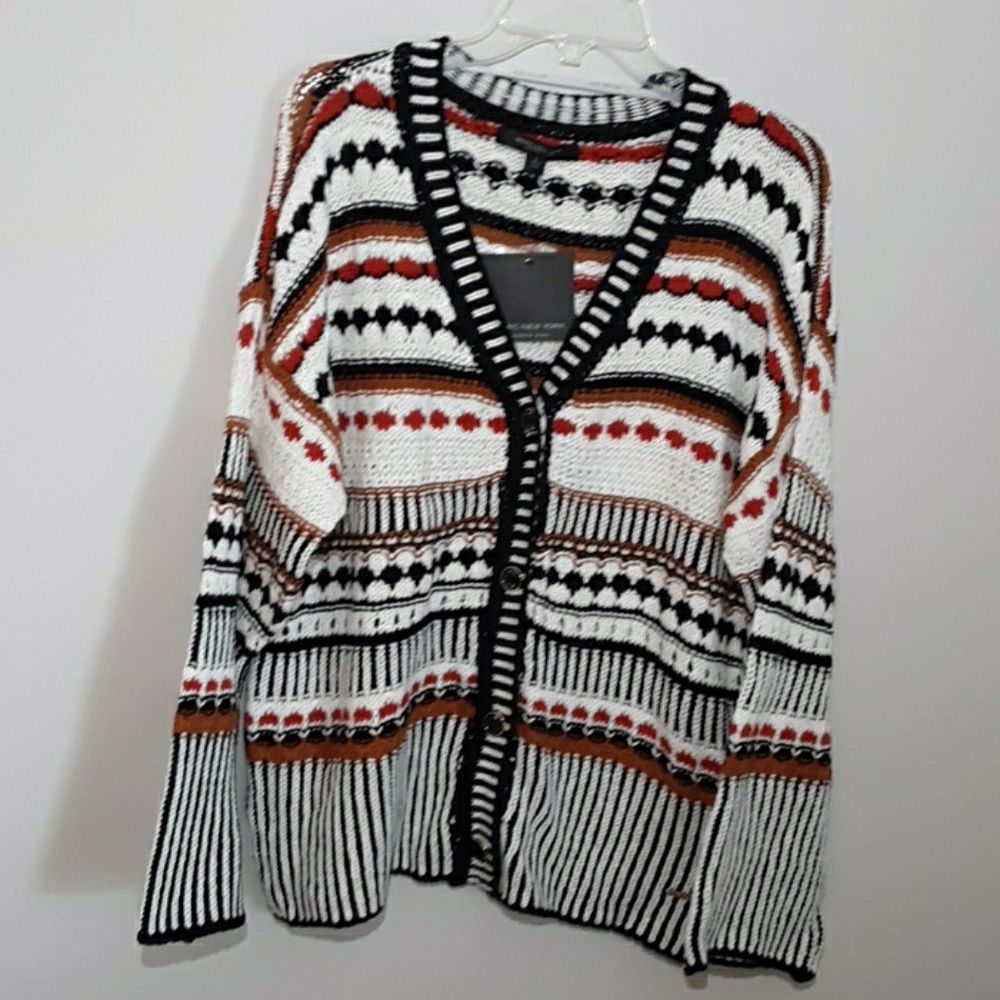 Marc New York cardigan, black, ivory and r…
